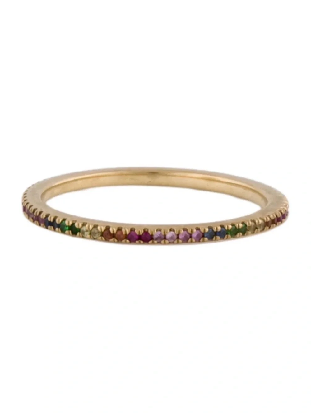 Gold Multicolor Gemstone Stackable Ring - Women